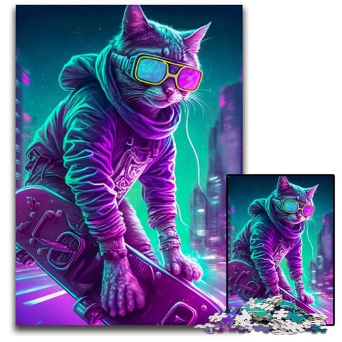 Cooles Katzen-Puzzle mit 1000 Teilen für Erwachsene, anspruchsvolle Puzzles, anspruchsvolles DIY-Denkspiel für Teenager, 26x38cm von LGSHENG