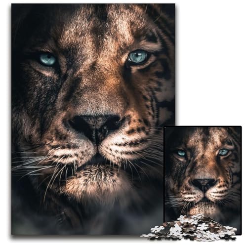 Das Löwe-Tiger-Puzzle 1000 Teile für Erwachsene Anspruchsvolle Puzzles Anspruchsvolles DIY-Denkspiel für Teenager 26X38CM/10,23x14,96 Zoll von LGSHENG