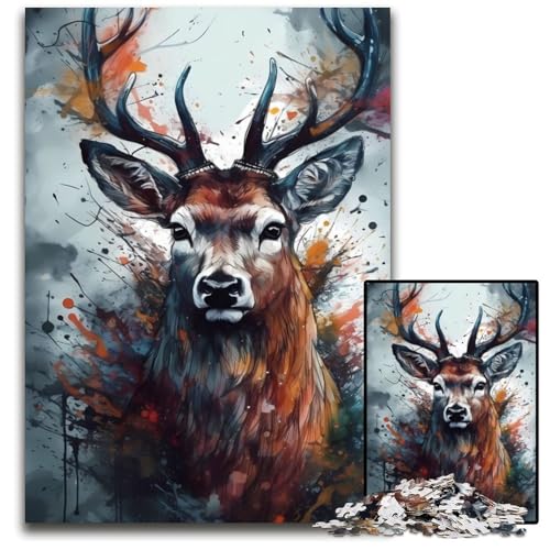 Deer Popart 1000-teiliges Puzzle für Erwachsene. Entspannende Unterhaltung, Heimdekoration. 50x75cm von LGSHENG