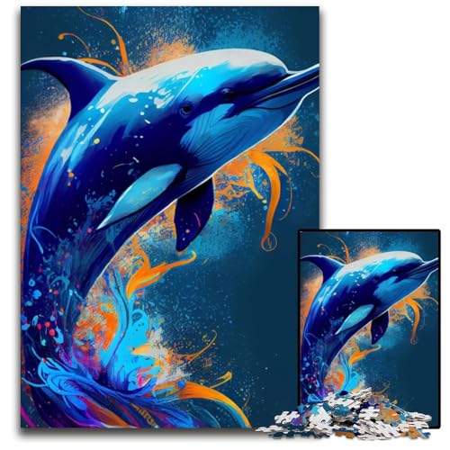 Delphin-Tier-Puzzle, 1000 Teile, Holzpuzzle für Erwachsene, anspruchsvolles Denkspiel, entspannendes Spielzeug für Teenager, 50x75cm von LGSHENG