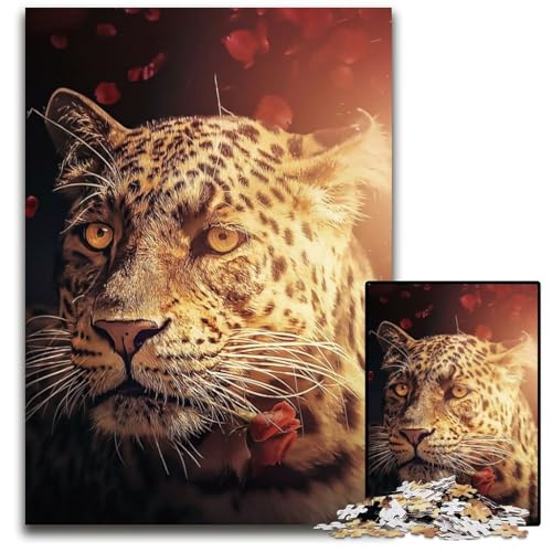 Der Leopard mit der Rose, 1000-teiliges Puzzle, Unmögliches Puzzle für Erwachsene, Ideal für Teenager und Sammler, Reisegeschenk, Familienaktivität, 26x38cm Der Leopard mit der Rose, 1000-teiliges Puzzle, Unmögliches Puzzle für Erwachsene, Ideal für Teenager und Sammler, Reisegeschenk, Familienaktivität, 26x38cm von LGSHENG