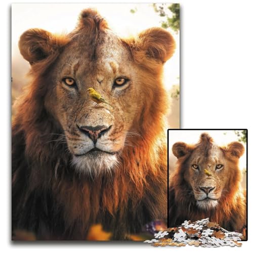 Der Löwe und die Schmetterlinge Puzzle 1000 Teile für Erwachsene Puzzles Perfekt für Familienfeiern, Geburtstage, Feiertage 26X38CM/10,23x14,96 Zoll von LGSHENG