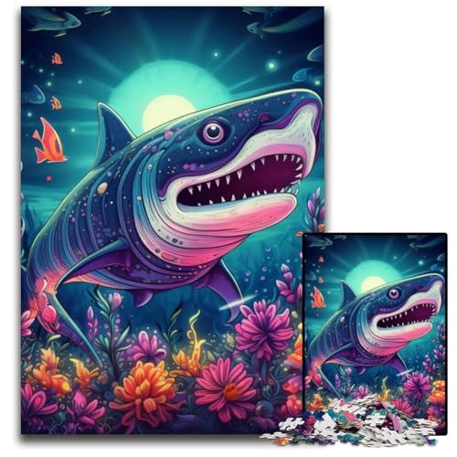 Der Weiße Hai Puzzle für Erwachsene 1000 Teile Holzpuzzle Denksportaufgabe für Teenager, 26X38CM/10.23x14.96inch von LGSHENG