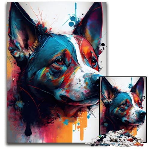 Der mutige Hund, 1000-teiliges Puzzle, Holzpuzzle, DIY-Dekoration, Gehirn-Herausforderung, für Erwachsene, Familie, 50x75cm von LGSHENG