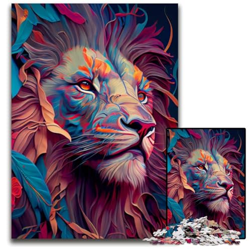 Der stolze Löwe, 1000-teiliges Puzzle für Erwachsene, Holzpuzzle für Heimdekoration, Gehirntraining, 50x75cm von LGSHENG