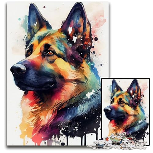 Deutscher Schäferhund Aquarell-Puzzle 1000 Teile für Erwachsene Puzzle für Erwachsene Gehirn-Herausforderung Geschenk, pädagogische Aktivität für Teenager 26X38CM/10.23x14.96inch Deutscher Schäferhund Aquarell-Puzzle 1000 Teile für Erwachsene Puzzle für Erwachsene Gehirn-Herausforderung Geschenk, pädagogische Aktivität für Teenager 26X38CM/10.23x14.96inch von LGSHENG
