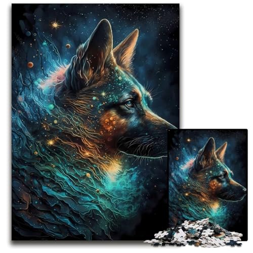 Deutscher Schäferhund-Puzzle 1000 Teile für Erwachsene, anspruchsvolle Rätsel, Denksportaufgabe, Spiel für Erwachsene, interaktive Familienaktivität, 50x75cm von LGSHENG