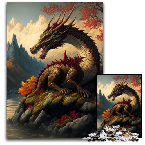 Drachen-Asiatisches 1000-Teile-Puzzle für Erwachsene, Holzpuzzle für Heimdekoration, Gehirntraining, 50x75cm Drachen-Asiatisches 1000-Teile-Puzzle für Erwachsene, Holzpuzzle für Heimdekoration, Gehirntraining, 50x75cm von LGSHENG