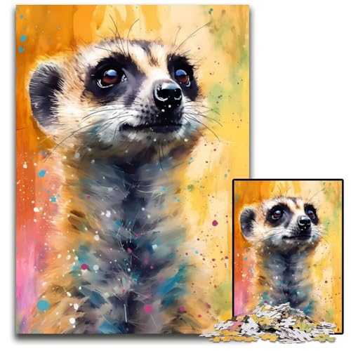 Erdmännchen-Gemälde, 1000-teiliges Puzzle, Holzpuzzle für Erwachsene, anspruchsvolles Denkspiel – entspannendes Spielzeug für Teenager, 26x38cm Erdmännchen-Gemälde, 1000-teiliges Puzzle, Holzpuzzle für Erwachsene, anspruchsvolles Denkspiel – entspannendes Spielzeug für Teenager, 26x38cm von LGSHENG