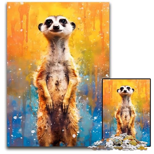 Erdmännchen-Gemälde, 1000-teiliges Puzzle für Erwachsene, Holzpuzzle, perfekte Dekoration für Zuhause oder das Büro, 50x75cm Erdmännchen-Gemälde, 1000-teiliges Puzzle für Erwachsene, Holzpuzzle, perfekte Dekoration für Zuhause oder das Büro, 50x75cm von LGSHENG