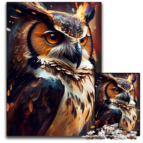 Eulengemälde, 1000-teiliges Puzzle für Erwachsene, schwierige Puzzles für Erwachsene, Heimdekoration, 26x38cm von LGSHENG