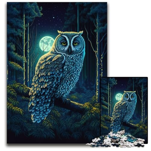 Eulennacht-Puzzle 1000 Teile für Erwachsene, anspruchsvolle Rätsel, Denksportaufgabe, Spiel für Erwachsene, interaktive Familienaktivität, 50x75cm von LGSHENG