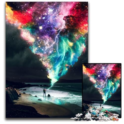 Farben am Himmel Puzzle für Erwachsene, 1000 Teile, Holzpuzzle, anspruchsvolles Denkspiel für Teenager, Spaß für den Familienspieleabend, 26x38cm von LGSHENG
