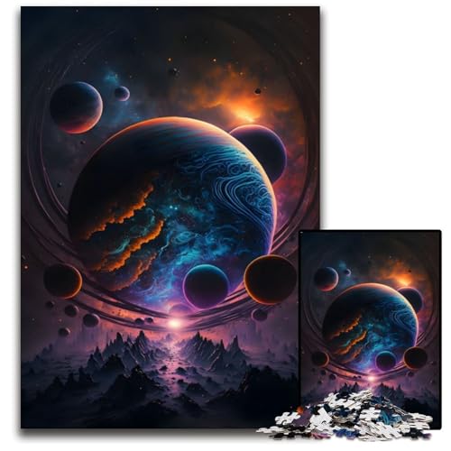 Farbiger Weltraumtraum, 1000-teiliges Puzzle, Holzpuzzle für Erwachsene, anspruchsvolles Denkspiel – entspannendes Spielzeug für Teenager, 50x75cm von LGSHENG