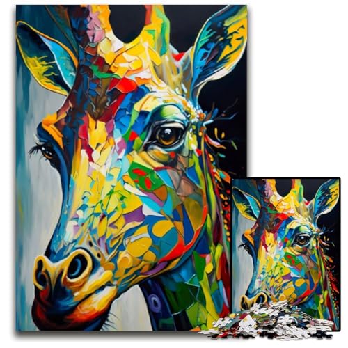 Farbiges Wildgiraffen-Puzzle, 1000 Teile, Holzpuzzle für Erwachsene, für Teenager und Jugendliche, ideales Geburtstags, 26x38cm Farbiges Wildgiraffen-Puzzle, 1000 Teile, Holzpuzzle für Erwachsene, für Teenager und Jugendliche, ideales Geburtstags, 26x38cm von LGSHENG