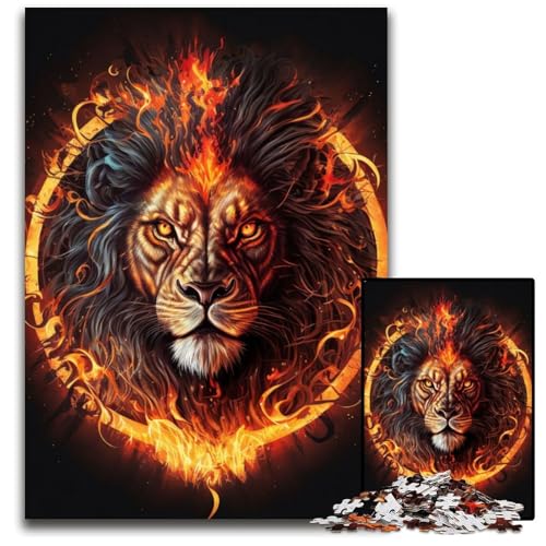 Feuerlöwenkopf, 1000-teiliges Puzzle, anspruchsvolles Denkspiel, Familienaktivität, Heimdekoration, 26x38cm Feuerlöwenkopf, 1000-teiliges Puzzle, anspruchsvolles Denkspiel, Familienaktivität, Heimdekoration, 26x38cm von LGSHENG