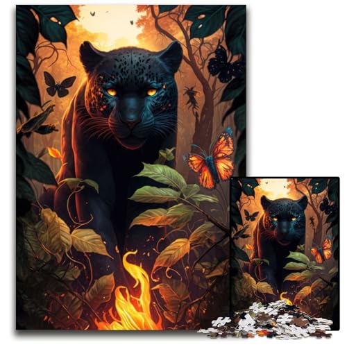 Feuriges Black Panther-Puzzle 1000 Teile für Erwachsene. Puzzles perfekt für Familienfeiern, Geburtstage, Feiertage. 50x75cm von LGSHENG