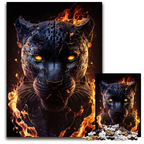 Fiery Flames Black Panther 1000-teiliges Puzzle für Erwachsene, Holzpuzzle, anspruchsvolles Denkspiel für Teenager, Spaß am Familienspielabend, 26x38cm Fiery Flames Black Panther 1000-teiliges Puzzle für Erwachsene, Holzpuzzle, anspruchsvolles Denkspiel für Teenager, Spaß am Familienspielabend, 26x38cm von LGSHENG