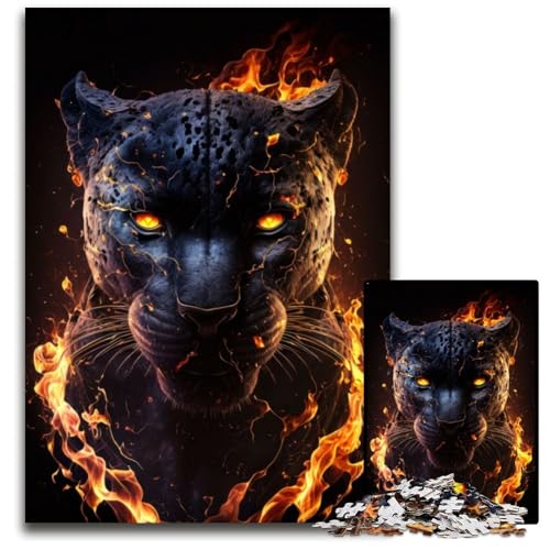 Fiery Flames Black Panther 1000-teiliges Puzzle für Erwachsene, Holzpuzzle, anspruchsvolles Denkspiel für Teenager, Spaß am Familienspielabend, 50x75cm Fiery Flames Black Panther 1000-teiliges Puzzle für Erwachsene, Holzpuzzle, anspruchsvolles Denkspiel für Teenager, Spaß am Familienspielabend, 50x75cm von LGSHENG
