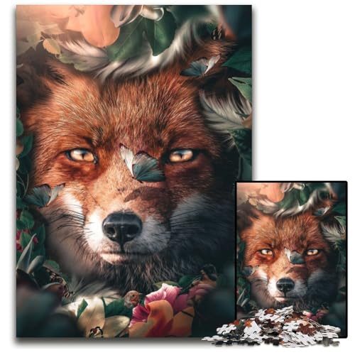 Floral Fox 1000-teiliges Puzzle aus Holz, DIY-Dekoration, Denksportaufgabe, für Erwachsene, Familie, 50x75cm Floral Fox 1000-teiliges Puzzle aus Holz, DIY-Dekoration, Denksportaufgabe, für Erwachsene, Familie, 50x75cm von LGSHENG