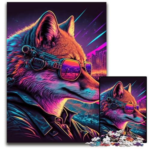 Fox Neon 1000-teiliges Puzzle für Erwachsene, Holzpuzzle, anspruchsvolles Denkspiel für Teenager, Spaß für den Familienspielabend, 50x75cm Fox Neon 1000-teiliges Puzzle für Erwachsene, Holzpuzzle, anspruchsvolles Denkspiel für Teenager, Spaß für den Familienspielabend, 50x75cm von LGSHENG