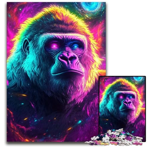 Galaxy Gorilla Puzzle 1000 Teile für Erwachsene, anspruchsvolles Rätsel, Denksportaufgabe, Spiel für Erwachsene, interaktive Familienaktivität, 50x75cm von LGSHENG