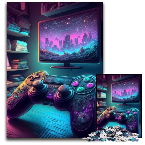 Gaming Room 1000-teiliges Puzzle-Geschenk, Unmögliches Puzzle für Erwachsene, Herausforderndes Denkspiel für Teenager, Familienspaß, interaktives Spiel, 50x75cm von LGSHENG