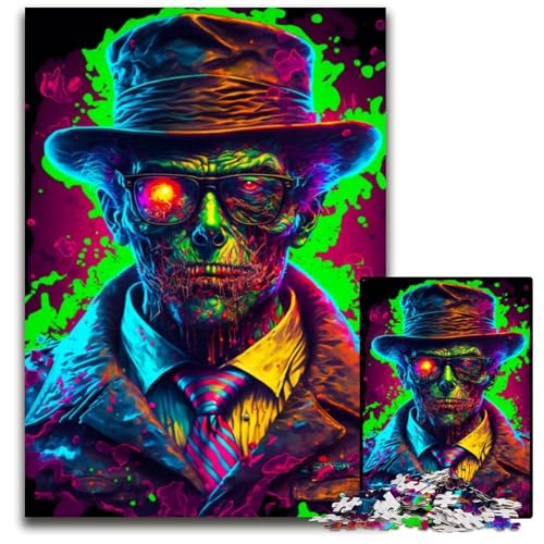 Gangster-Zombie-Puzzle in Neonfarbe, 1000 Teile, Geschenke, Unmögliches Puzzle für Erwachsene, Herausforderndes Denkspiel für Teenager, Familienspaß, interaktives Spiel, 50x75cm von LGSHENG
