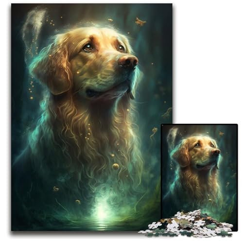 Golden Retriever-Puzzle 1000 Teile für Erwachsene, Puzzle für Erwachsene, Gehirn-Herausforderungsgeschenk, pädagogische Aktivität für Teenager, 50x75cm von LGSHENG