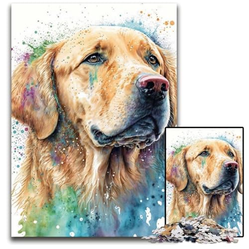 Golden Retriever Puzzle 1000 Teile für Erwachsene Anspruchsvolle Puzzles Anspruchsvolles DIY-Denkspiel für Teenager 50x75CM/19.68x29.52inch von LGSHENG