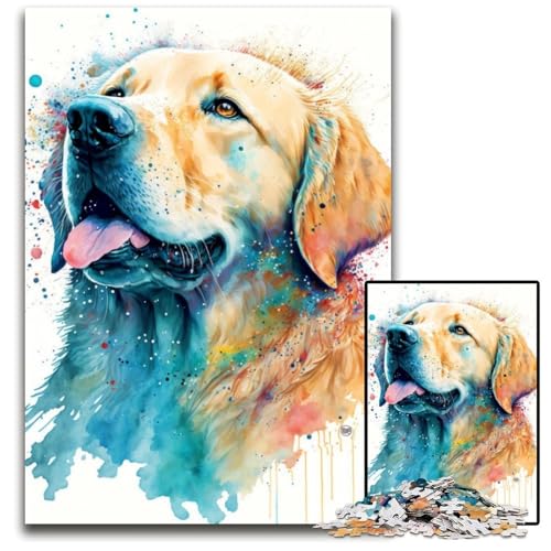 Golden Retriever Puzzle 1000 Teile für Erwachsene Anspruchsvolle Puzzles Anspruchsvolles DIY-Denkspiel für Teenager 26X38CM/10.23x14.96inch von LGSHENG
