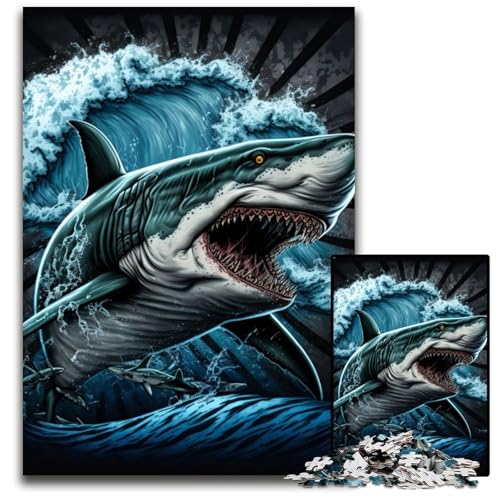 Hai-Puzzle, bunt, 1000 Teile, für Erwachsene, Puzzle für Erwachsene, DIY-Geschenk zur Heimdekoration, Denksportspiel, 50x75cm von LGSHENG