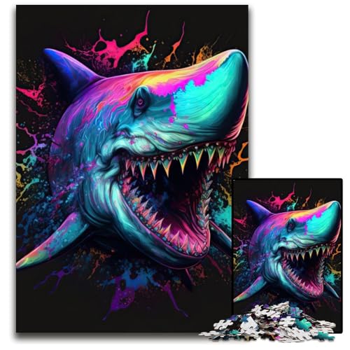 Hai-Puzzle, farbenfroh, 1000 Teile, anspruchsvolles Denkspiel, Familienaktivität, Heimdekoration, 26x38cm Hai-Puzzle, farbenfroh, 1000 Teile, anspruchsvolles Denkspiel, Familienaktivität, Heimdekoration, 26x38cm von LGSHENG