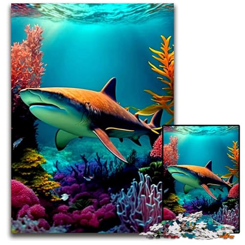 Hai-Puzzle mit 1000 Teilen für Erwachsene, Holzpuzzle, entspannende Unterhaltung, Heimdekoration, 26x38cm Hai-Puzzle mit 1000 Teilen für Erwachsene, Holzpuzzle, entspannende Unterhaltung, Heimdekoration, 26x38cm von LGSHENG