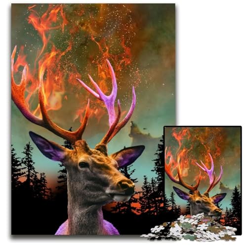 Hirsch-Puzzle, 1000 Teile, für Erwachsene, Holzpuzzle, ideal für Teenager und Sammler, Reisegeschenk, Familienaktivität, 26x38cm von LGSHENG