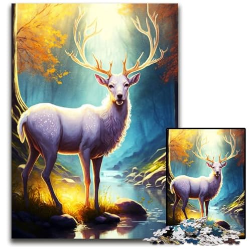 Hirsch im Wald-Puzzle für Erwachsene, 1000-teiliges Puzzle für Erwachsene, Familie und Freunde, geeignet für Kinder ab 14 Jahren, 26x38cm von LGSHENG