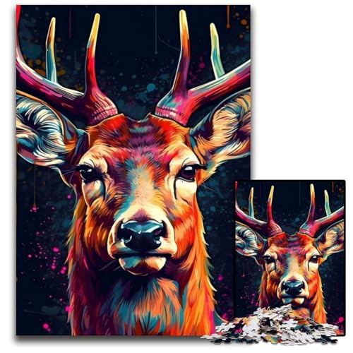 Hirschtier-Puzzle, 1000 Teile, Holzpuzzle für Erwachsene, anspruchsvolles Denkspiel für Teenager, Spaß für den Familienspielabend, 50x75cm Hirschtier-Puzzle, 1000 Teile, Holzpuzzle für Erwachsene, anspruchsvolles Denkspiel für Teenager, Spaß für den Familienspielabend, 50x75cm von LGSHENG