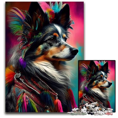 Hunde-Pop-Art-Tier-Puzzle für Erwachsene, 1000 Teile, Holzpuzzle, Denksportspiel für Teenager, 50x75cm Hunde-Pop-Art-Tier-Puzzle für Erwachsene, 1000 Teile, Holzpuzzle, Denksportspiel für Teenager, 50x75cm von LGSHENG