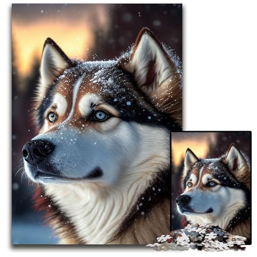 Husky Dog Snow 1000-teiliges Puzzle, anspruchsvolles Denkspiel, Familienaktivität, Heimdekoration, 50x75cm Husky Dog Snow 1000-teiliges Puzzle, anspruchsvolles Denkspiel, Familienaktivität, Heimdekoration, 50x75cm von LGSHENG