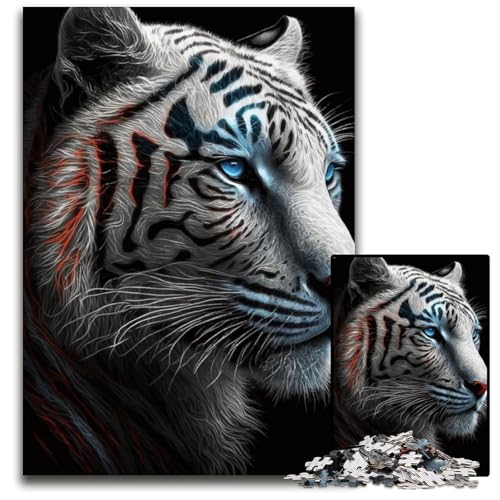 Inspirierendes 1000-teiliges Puzzle mit weißem Tiger, Holzpuzzle für Erwachsene, anspruchsvolles Denkspiel – entspannendes Spielzeug für Teenager, 50x75cm von LGSHENG
