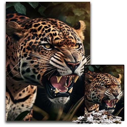Jaguar Puzzle 1000 Teile für Erwachsene Puzzles für Erwachsene DIY Home Decor Geschenk, Denksportspiel 26X38CM/10.23x14.96inch von LGSHENG