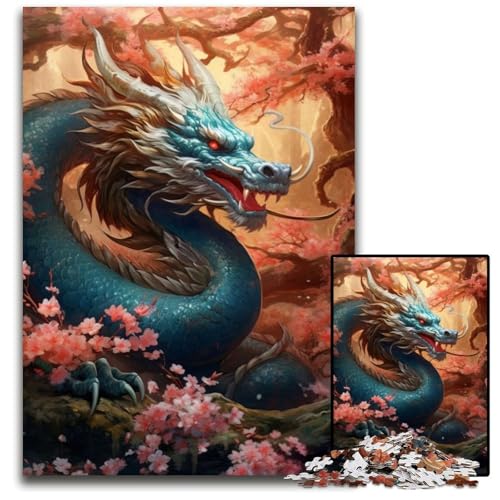 Japanisches Drachenkirsch-Puzzle 1000 Teile für Erwachsene, anspruchsvolles Rätsel, Denksportaufgabe, Spiel für Erwachsene, interaktive Familienaktivität, 26x38cm von LGSHENG