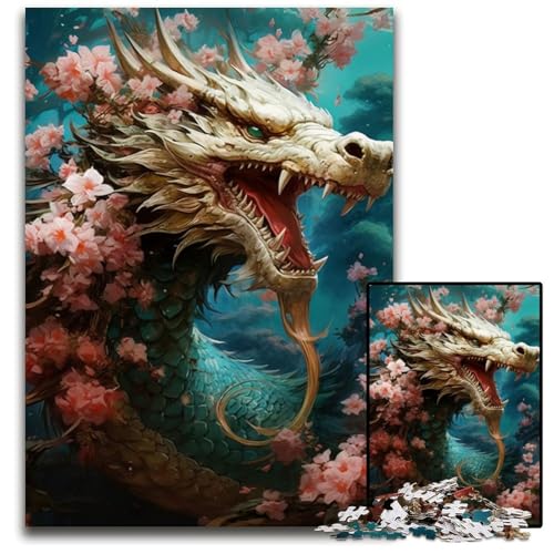Japanisches Drachenkirsch-Puzzle 1000 Teile für Erwachsene, anspruchsvolles Rätsel, Denksportaufgabe, Spiel für Erwachsene, interaktive Familienaktivität, 50x75cm von LGSHENG