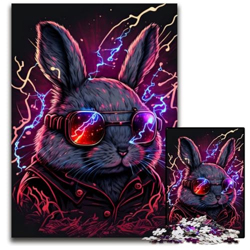 Kaninchen-Neon-Puzzle für Erwachsene, 1000-teiliges Holzpuzzle für Erwachsene, anspruchsvolles Denkspiel für Teenager, Spaß für den Familienspieleabend, 26x38cm Kaninchen-Neon-Puzzle für Erwachsene, 1000-teiliges Holzpuzzle für Erwachsene, anspruchsvolles Denkspiel für Teenager, Spaß für den Familienspieleabend, 26x38cm von LGSHENG
