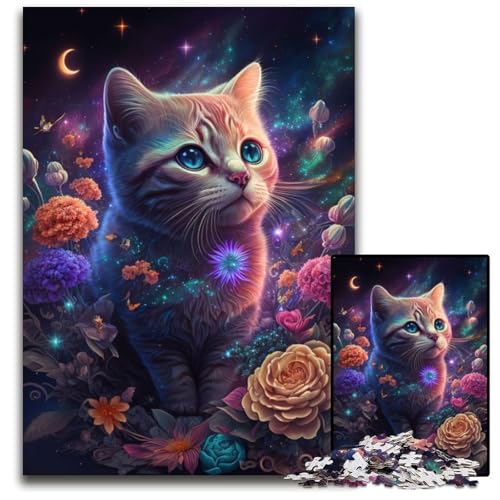 Katze und Blume Neon 1000-teiliges Puzzle Holzpuzzle für Erwachsene Anspruchsvolles Denkspiel - Entspannendes Spielzeug für Teenager 26x38cm Katze und Blume Neon 1000-teiliges Puzzle Holzpuzzle für Erwachsene Anspruchsvolles Denkspiel - Entspannendes Spielzeug für Teenager 26x38cm von LGSHENG