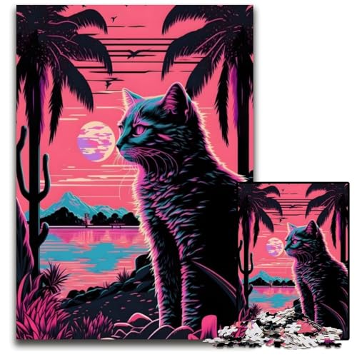 Katze und Natur Retrowave 1000-teiliges Puzzle Holzpuzzle für Erwachsene Anspruchsvolles Denkspiel - Entspannendes Spielzeug für Teenager 26x38cm Katze und Natur Retrowave 1000-teiliges Puzzle Holzpuzzle für Erwachsene Anspruchsvolles Denkspiel - Entspannendes Spielzeug für Teenager 26x38cm von LGSHENG