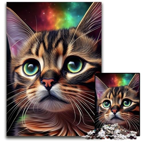 Katzen-Galaxie-Tiergesicht 1000-teiliges Puzzle Holzpuzzle für Erwachsene Anspruchsvolles Denkspiel - Entspannendes Spielzeug für Teenager 26x38cm Katzen-Galaxie-Tiergesicht 1000-teiliges Puzzle Holzpuzzle für Erwachsene Anspruchsvolles Denkspiel - Entspannendes Spielzeug für Teenager 26x38cm von LGSHENG