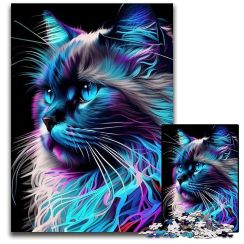 Katzen-Pop-Art-Tiergesicht, 1000-teiliges Puzzle, anspruchsvolles Denkspiel, Familienaktivität, Heimdekoration, 26x38cm Katzen-Pop-Art-Tiergesicht, 1000-teiliges Puzzle, anspruchsvolles Denkspiel, Familienaktivität, Heimdekoration, 26x38cm von LGSHENG