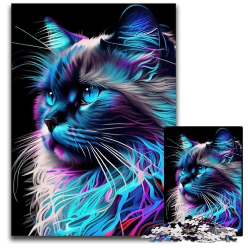 Katzen-Pop-Art-Tiergesicht, 1000-teiliges Puzzle für Erwachsene, Holzpuzzle, anspruchsvolles Denkspiel für Teenager, Spaß für den Familienspielabend, 50x75cm Katzen-Pop-Art-Tiergesicht, 1000-teiliges Puzzle für Erwachsene, Holzpuzzle, anspruchsvolles Denkspiel für Teenager, Spaß für den Familienspielabend, 50x75cm von LGSHENG