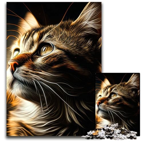 Katzen-Puzzle mit 1000 Teilen für Erwachsene, Holzpuzzle, entspannende Unterhaltung, Heimdekoration, 26x38cm Katzen-Puzzle mit 1000 Teilen für Erwachsene, Holzpuzzle, entspannende Unterhaltung, Heimdekoration, 26x38cm von LGSHENG